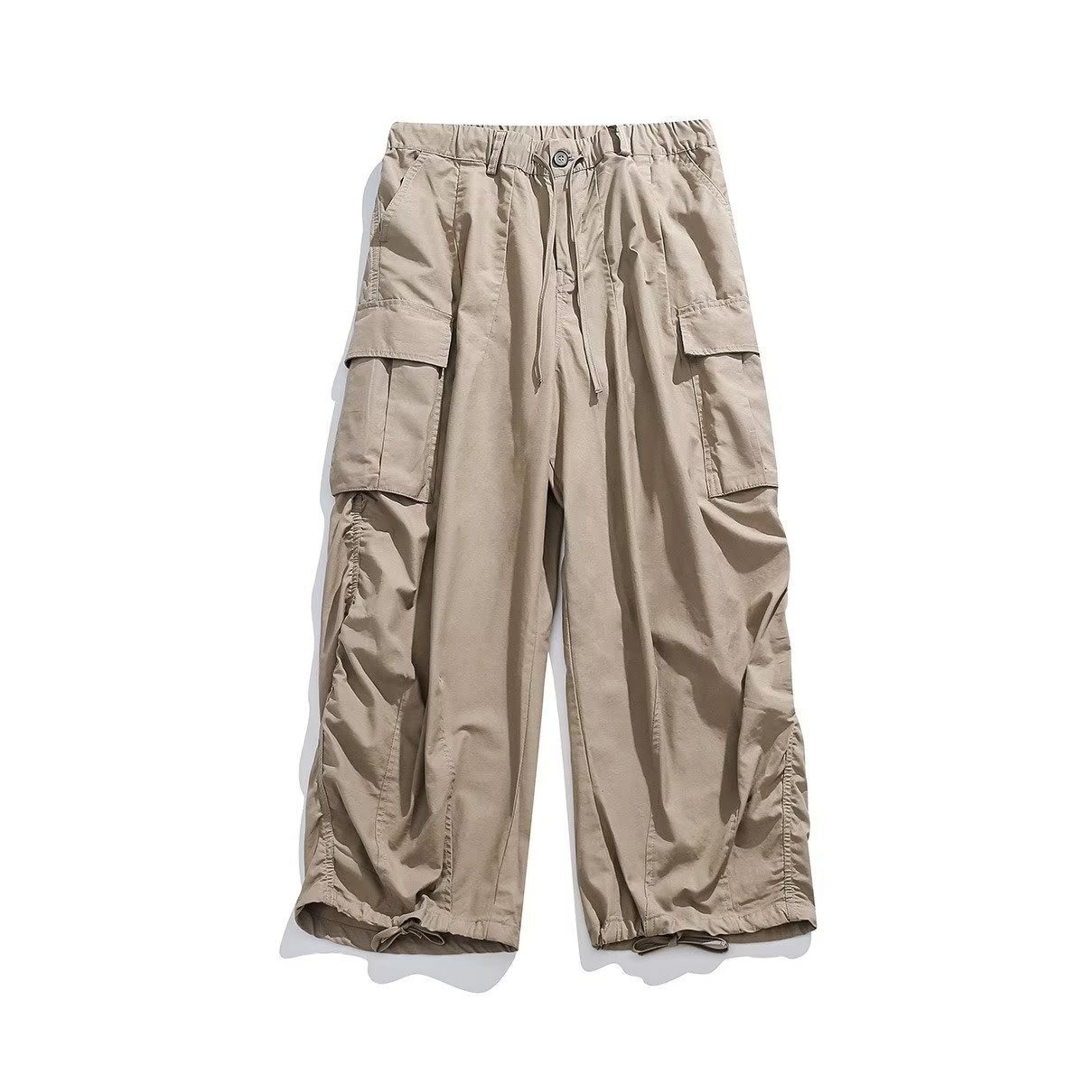 Estilo japonés americano al aire libre deportes delgados monopatín de pierna ancha los hombres y las mujeres con cordón ajustable suelta pantalones fregona