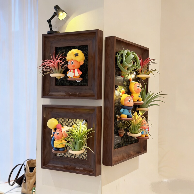 Air Plant Decorative Painting Blind Box Display Frame Figurine Storage Living Room Wall Decoration Office Plant Frame Air Plant Decorative Painting Blind Box Display Frame Figurine Storage Living Room Wall Decoration Office Plant Frame