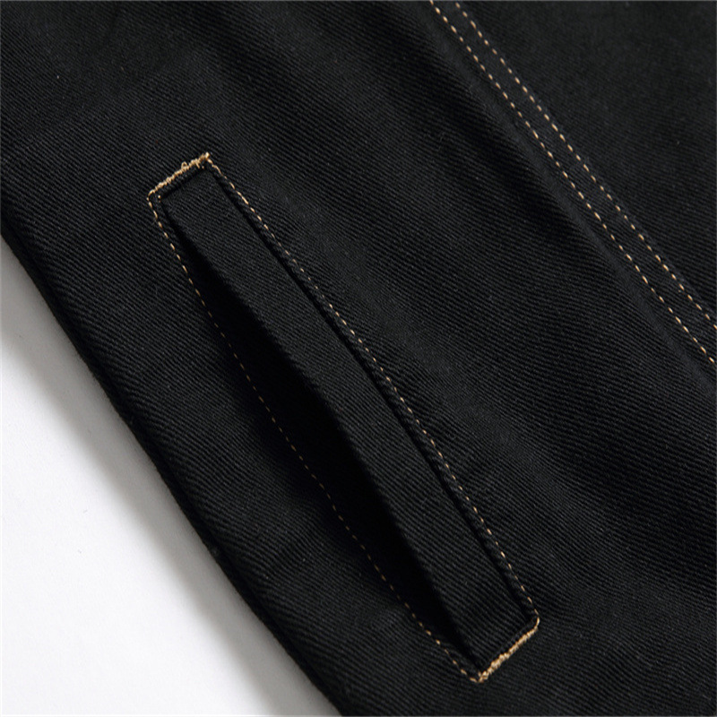 Veste décontractée en coton fin pour homme, simple boutonnage, avec poche latérale ordinaire, ample, noire, automne_voghion.com