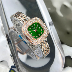 New Fashion Diamond Accented Personal Square Small Green Retro Cross-border Colorful Women's Watch Wholesale
