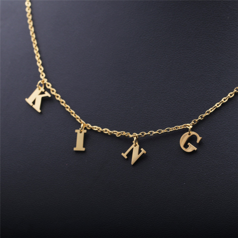 Stainless Steel Letters Kiing Queen Necklace display picture 2