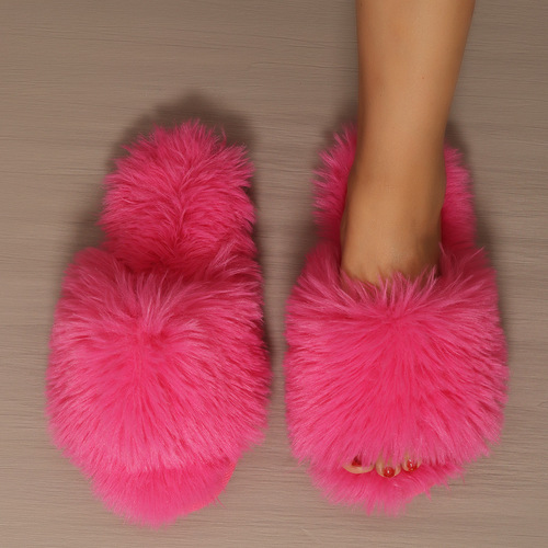 Cotton slippers winter long fluffy slippers women indoor fluffy slippers spring and autumn new style fluffy winter