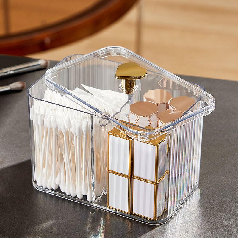Desktop Cotton Sticks Box Light Luxury High-end Transparent Creative Toothpick Cartridge Household Deck Cosmetic Cotton Lipstick Floss Storage Box