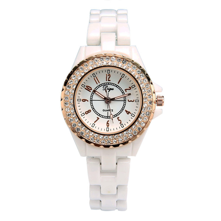 Sommer klassische heiße Art koreanische Marke Damen Quarzuhr weiße Keramik Damenuhr wasserdicht Student Mode Uhr_voghion.com