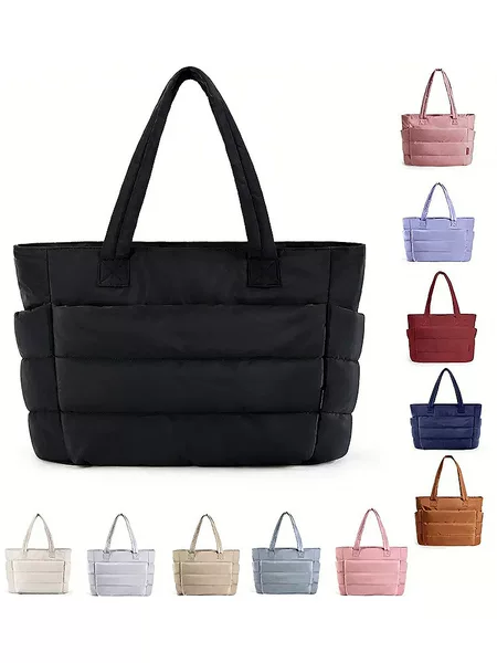 Cross-Border New Style Tote Bag, Large Capacity Women's Quilted Handbag, Yoga Fitness Storage Bag, Commuter Lightweight Shoulder Bag
