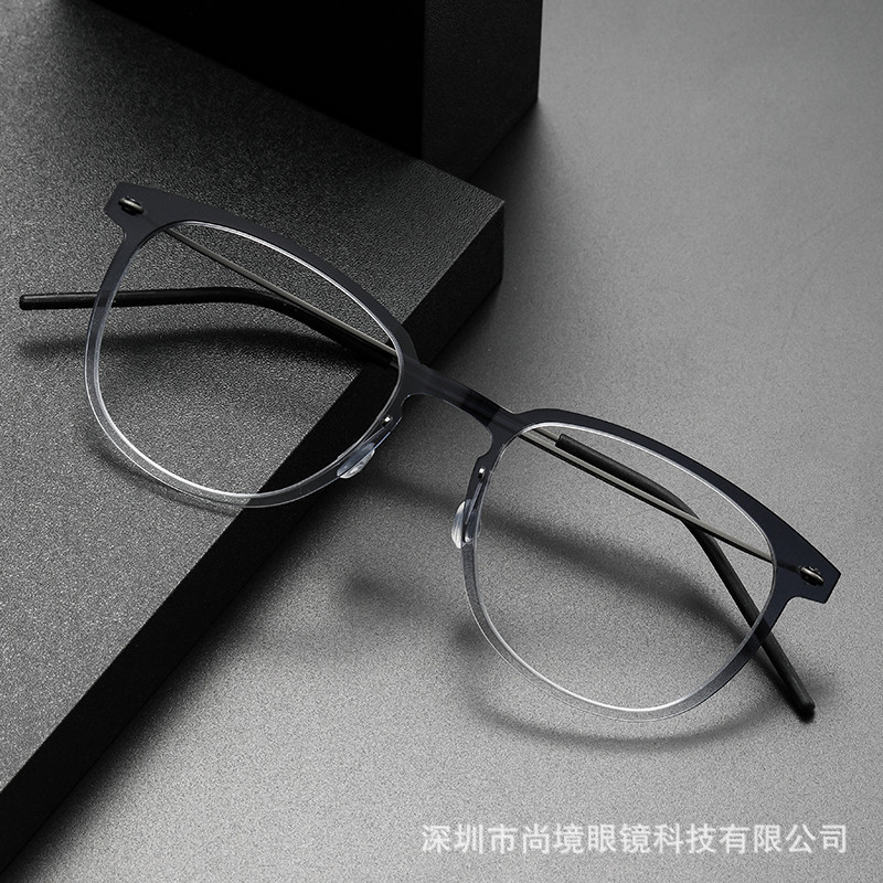 Pure Titanium Glasses Linde's Same Style 6549 Nylon Square Frame Retro Versatile Shenzhen Handmade Myopia Glasses Flat Glasses