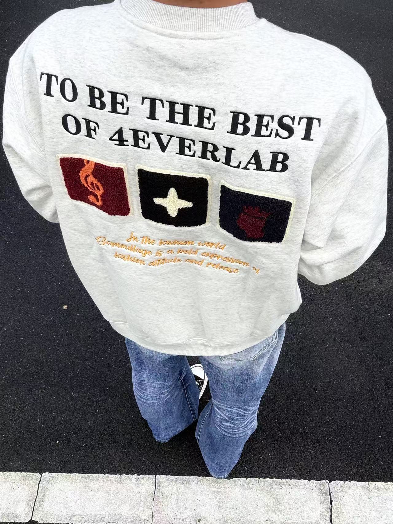 Herren Crew Neck Sweatshirt Mit Buchstaben Stickerei_voghion.com