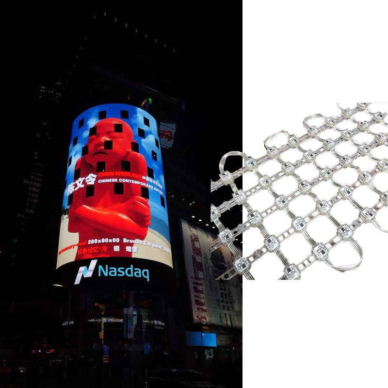 led grid screen display outdoor waterproof large screen advertising screen grid screen transparent flexible building wall