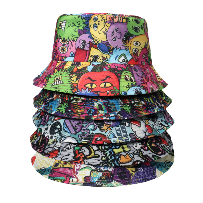 Unisex Hip-hop Punk Streetwear Graffiti Printing Flat Eaves Bucket Hat display picture 3