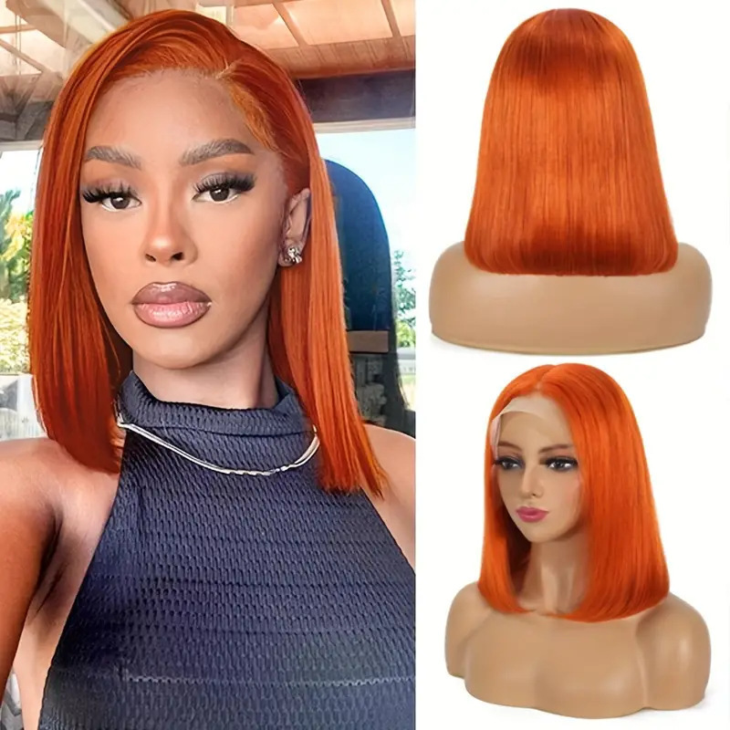 Cross-Border European and American Wig Women's Front Lace Wig Red Short Hair Inner Buckle Chemical Fiber Headgear Red Lace Wig Cross-Border European and American Wig Women's Front Lace Wig Red Short Hair Inner Buckle Chemical Fiber Headgear Red Lace Wig