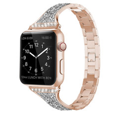 Suitable for Apple iWatch 8 Swarovski three-bead watch strap Apple Watch76543SE stainless steel strap