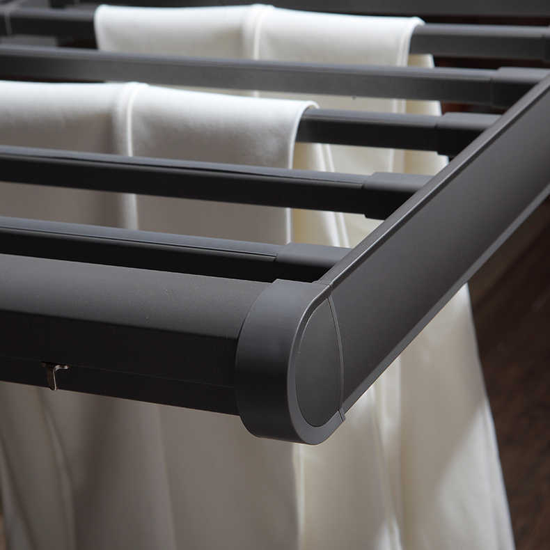 Perchero multifuncional extraíble para pantalones para armario, cesta extraíble retráctil con amortiguador para almacenamiento y pinzas para pantalones.