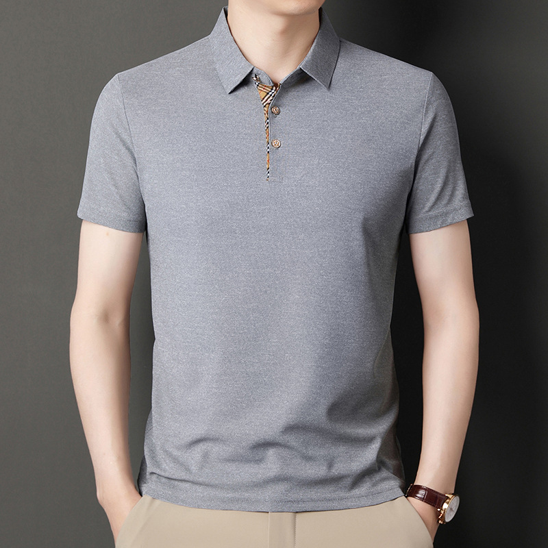 Summer lapel waffle T-shirt men's casual simple fashion Youth Men's short sleeve T-shirt men's hair generation