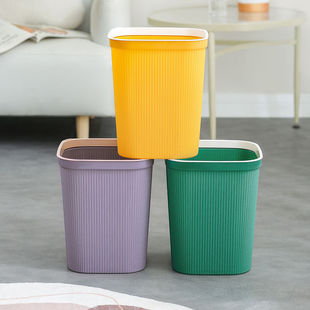 [First Single Straight Down] Large Plastic Nordic Press Ring Trash Bin Living Room Bedroom Kitchen Bathroom Household Trash Bin