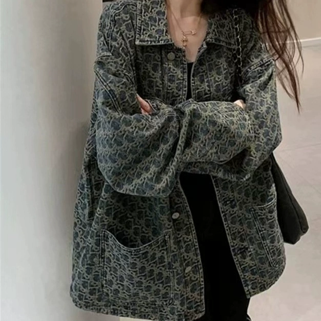 Ретро старый джинсовый пиджак женский 2024 осень новый дизайн чувство нишевые повседневные дикие свободные топы