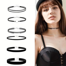 跨境双层多层choker项饰黑色o圈中式几何型双层韩国绒天鹅绒项链