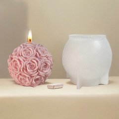 玫瑰花球硅膠模具花朵香薰蠟燭石膏擺件情人節香薰伴手禮蠟燭模具