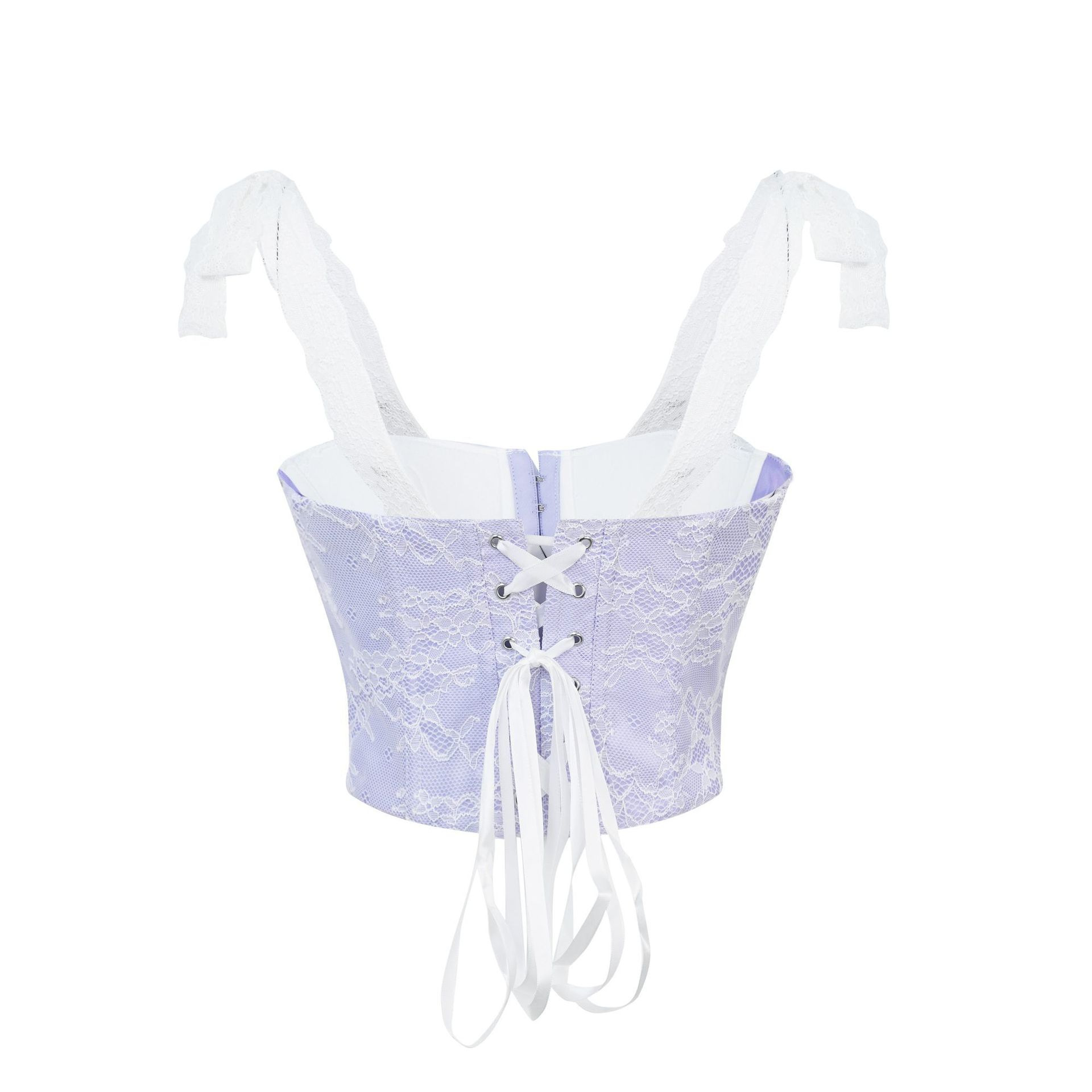 Nuevo botón delantero de mujer sin mangas encaje púrpura con cojín de pecho chaqueta de hueso de pescado comercio electrónico transfronterizo