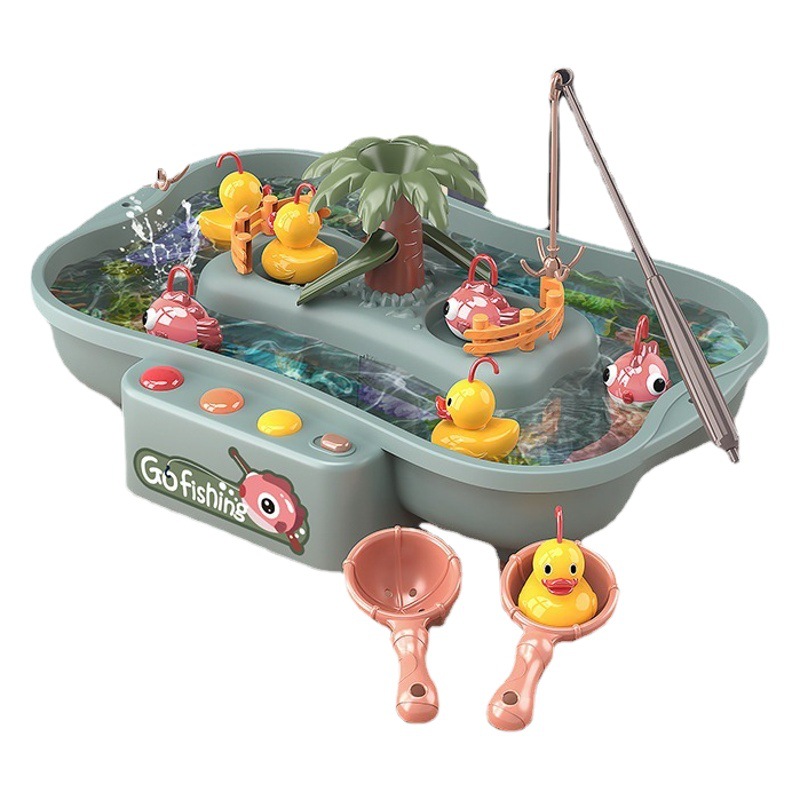 Transfronteriza música ligera para niños agua circulante mesa giratoria de pesca eléctrica piscina de pesca Juguetes De Agua traje