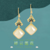 Earrings jade, small design advanced enamel, silver 925 sample, gradient, high-quality style, flowered