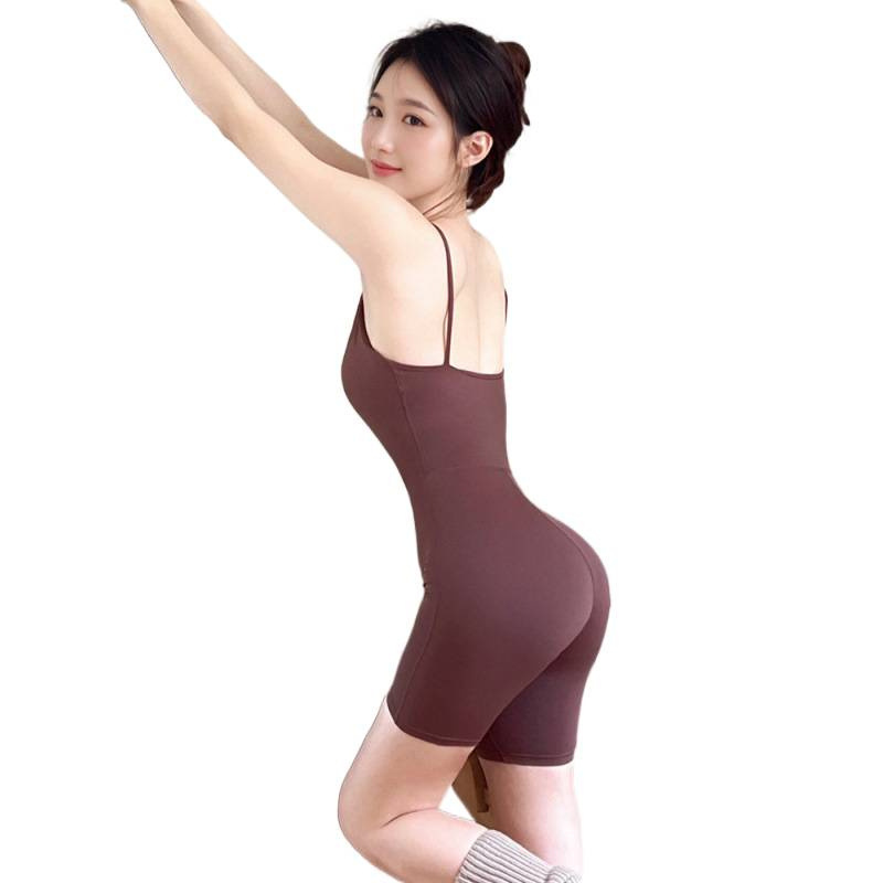 绝美瑜伽服连体衣新款一体式胸垫吊带专业普拉提健身运动罩衫套装|undefined