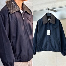 天花板品质25FW潮牌新款BV风格编织皮领夹克外套男女明星同款帅气