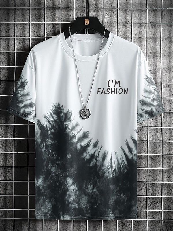Verano nuevo gradiente de secado rápido camiseta de manga corta para hombres verano ins fresco hielo seda más tamaño suelta ropa casual superior