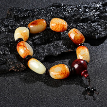 新疆和田玉原石手串男籽料洒金皮玉石手链随形原籽籽玉手把件批发