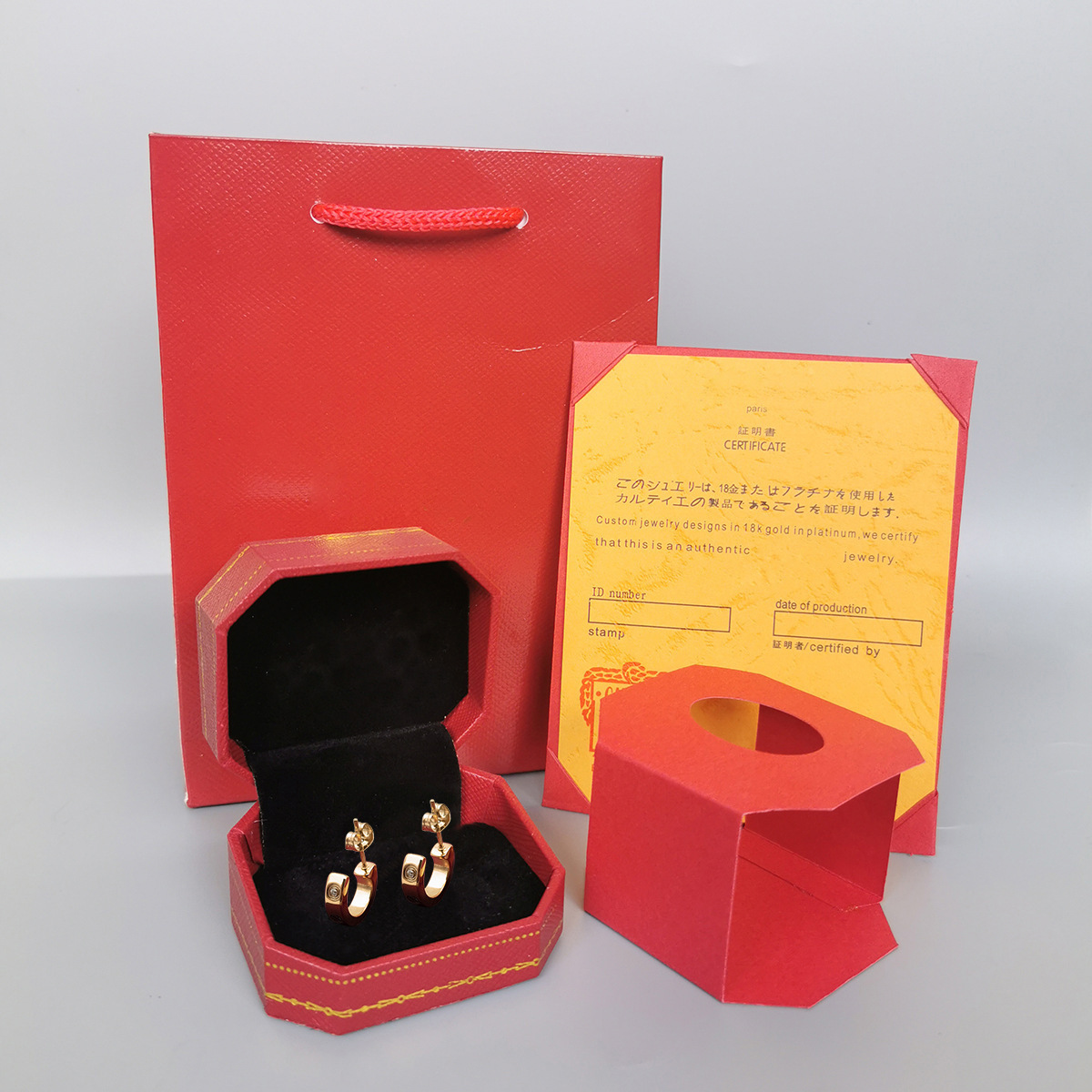 Card earrings individually packaged
