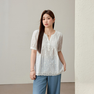 [Sweet Age-Reducing Embroidered Fashionable Elegant Versatile Shirt] Slim and Beautiful Plus Size Women's Clothing Fat mm 2025 Summer New Style
