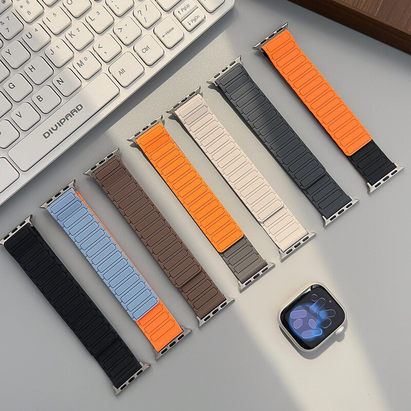 22mm three-bead loop magnetic silicone watch band, compatible with Huawei GT6, Apple Watch S11, and Samsung iWatch