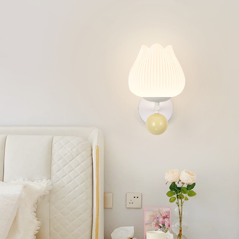 Gran vista jardín lámpara de pared cama de aire crema lámpara de cabeza de la habitación de los niños de fondo de la pared de la atmósfera lámpara de decoración de orquídeas L271
