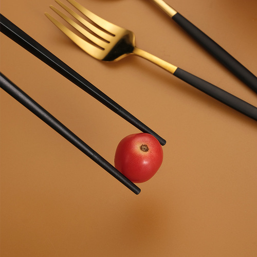 ins stainless steel portable tableware alloy chopsticks spoon set outdoor portable tableware gift three-piece set