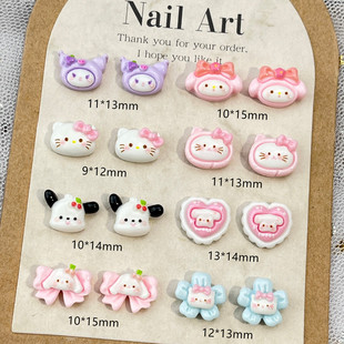 Sanrio Cartoon Nail Art Accessories Bright-faced Cute Three-dimensional Library Lomi KT Cat Resin diy Hairstyle Nail Accessories