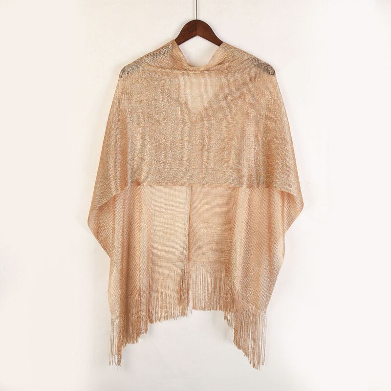 Cross-border Explosions Solid Color Flat-panel Towel Cover Shawl European and American Sunscreen Beach Clothes Outer Wear Pullover Gold and Silver Bags