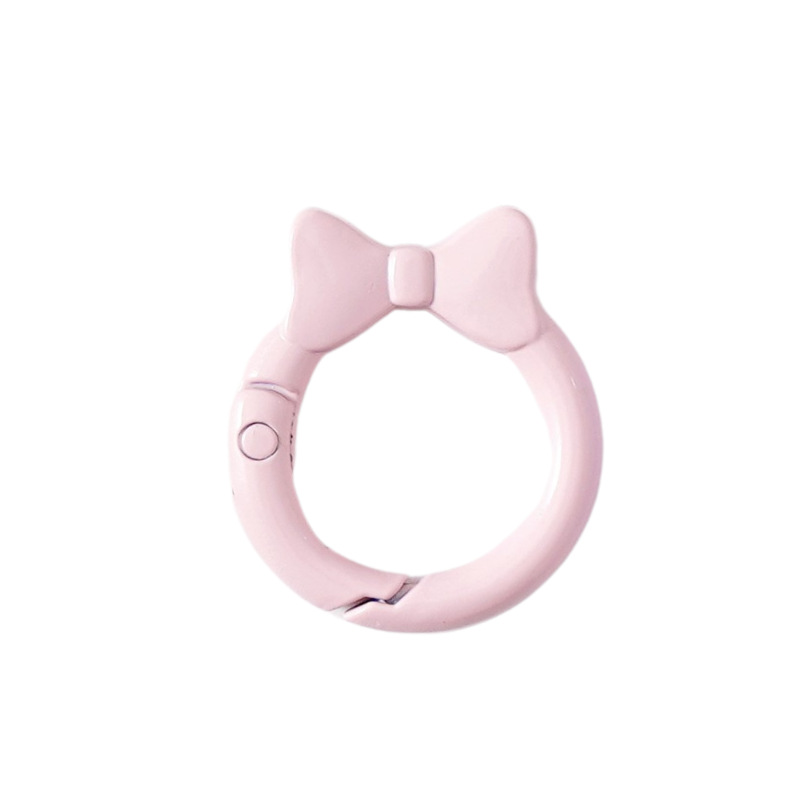 蝶結びカラースプリングバックル蝶ネクタイリング明るいスプリングリングキーホルダーDIY部品合金接続リング