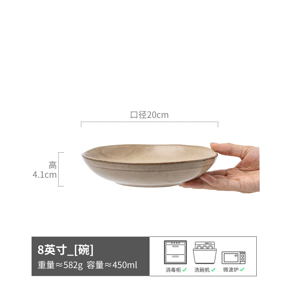 Creatividad japonesa para hacer viejos cuencos de cerámica sólida, cuencos de platos de restaurante, cuencos de ensalada, cuencos de pasta