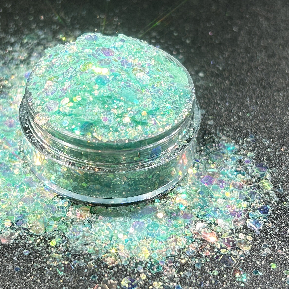 Golden Iridescent Polarized Semi-Transparent Sparkling Nail Art Glitter Transparent DIY Handmade Resin Decoration Nail Stickers