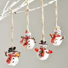 跨境圣诞节手绘复古树脂挂件圣诞雪人组合套装礼物礼品装饰小配饰