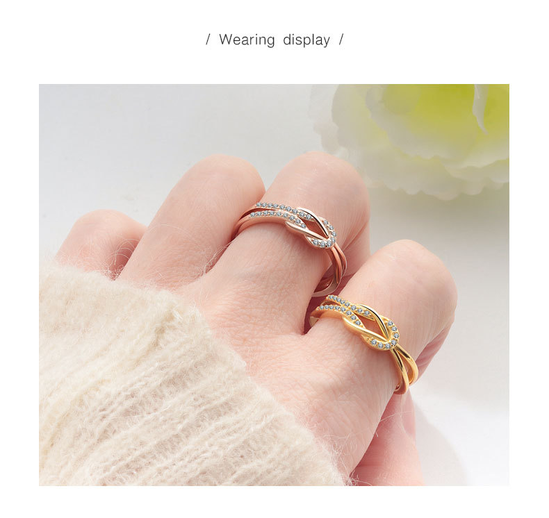 18K Gold Plated Plating Material 18K Gold Plated 925 Sterling Silver Zircon Knot Rings 925 Sterling Silver Rings