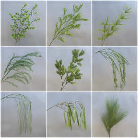 森系莫奈花园仿真花婚庆用花芦荀草蓬莱松尤加利绿色仿真花批发