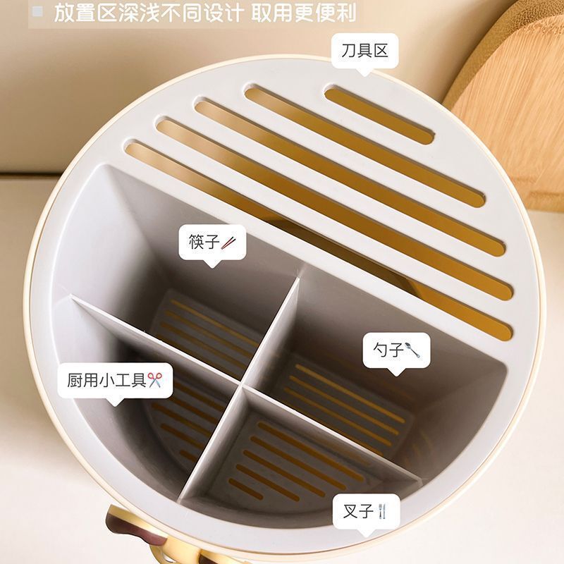 厨房旋转刀架置物架家用台面多功能筷子筒菜刀筷笼刀具一体收纳盒|undefined