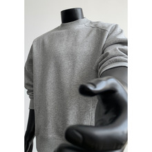 重磅螺纹拼接卫衣男款秋季潮牌美式复古boxy版型t恤长袖无帽外套