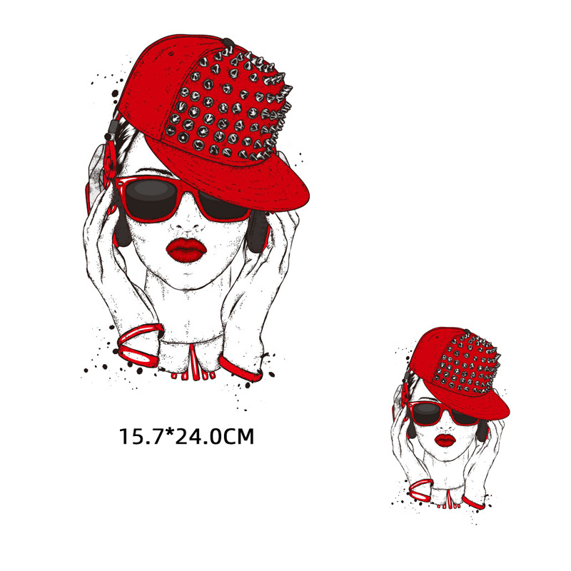 跨境速卖通亚马逊专供 时尚女孩烫画图案 DIY服装箱包烫画定制