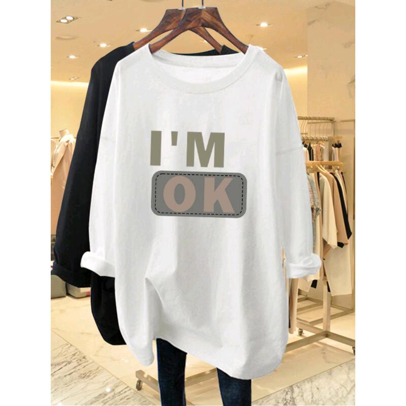 White Bottoming Shirt Women's Long-sleeved Loose Cotton Spring and Autumn plus size Mid-length Casual Shark Pants T-shirt Top White Bottoming Shirt Women's Long-sleeved Loose Cotton Spring and Autumn plus size Mid-length Casual Shark Pants T-shirt Top