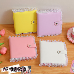 Lace edge A7 storage card album PU square girl journal notebook color-matched DIY Gukaben fan girl photo album