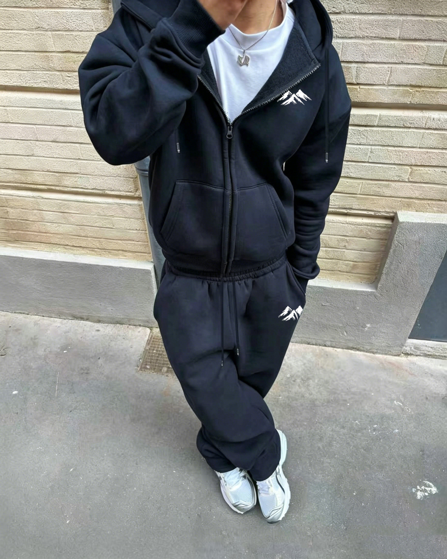 Men's Mountain Print Hooded Zip Up Sweatshirt And Sweatpants Two Piece Set Casual Streetwear & Outdoor Sports_viptrois.com