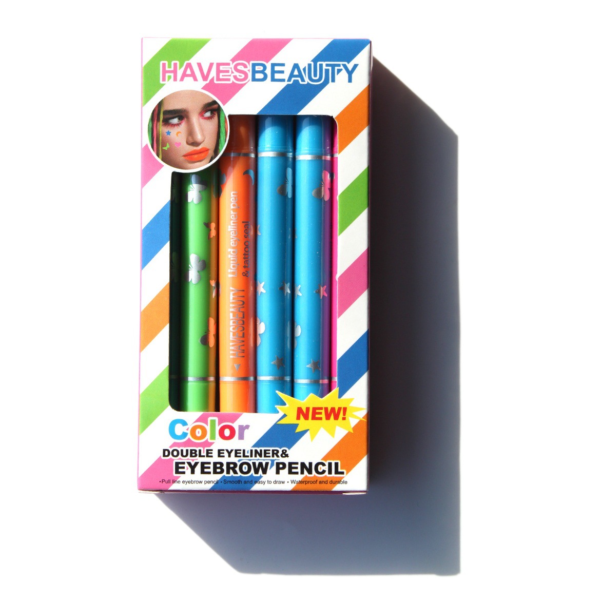 Foreign trade color double-headed butterfly seal eyeliner waterproof non-blooming novice love embellishment eye corner eye tail eyeliner