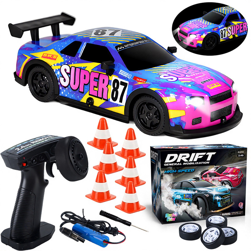 Kyamrc1:22 Cross-Border New Remote Control Four-Wheel Drive High-Speed Drift Racing Rc Car with Light Kidsren's Toy Car