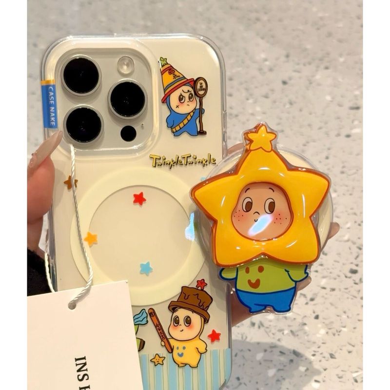 卡通软萌闹钟星星头套小男孩适用iphone16promax苹果15pro手机壳|undefined